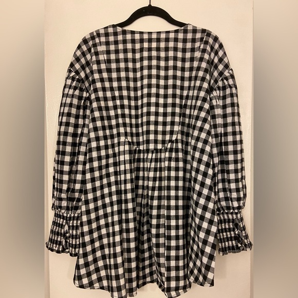 NWT House of Lacuna Lou Lou Blouse Black & White Gingham Size XS/S - Picture 3 of 9